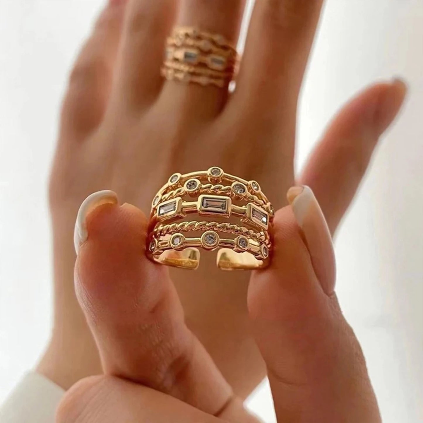 Nwe 18 K Gold Plated Sun Rings for Women