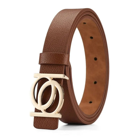 New Women's Belt Fashion Golden Buckle Belt