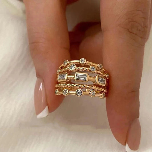 Nwe 18 K Gold Plated Sun Rings for Women