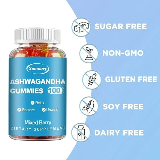 Ashwagandha Gummies - Relieve Stress, Improve Sleep, Enhances Energy and Libido, Promotes Energy and Endurance, Muscle Mass