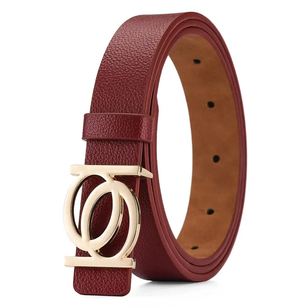 New Women's Belt Fashion Golden Buckle Belt