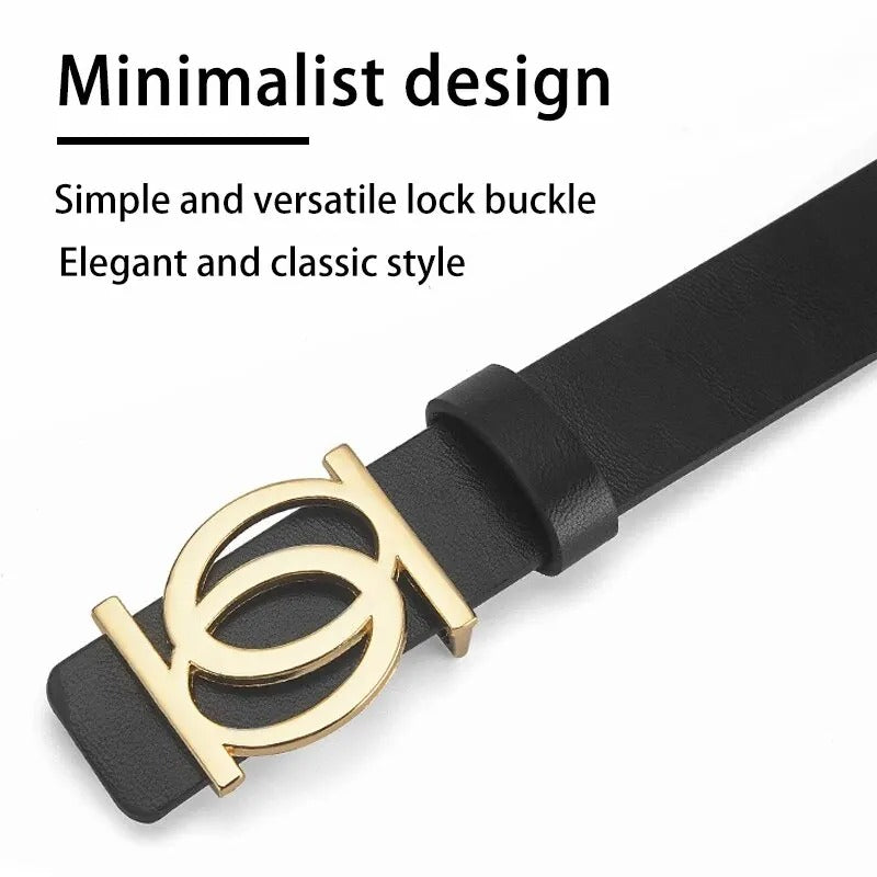 New Women's Belt Fashion Golden Buckle Belt
