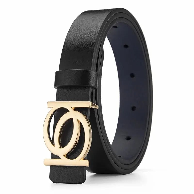 New Women's Belt Fashion Golden Buckle Belt