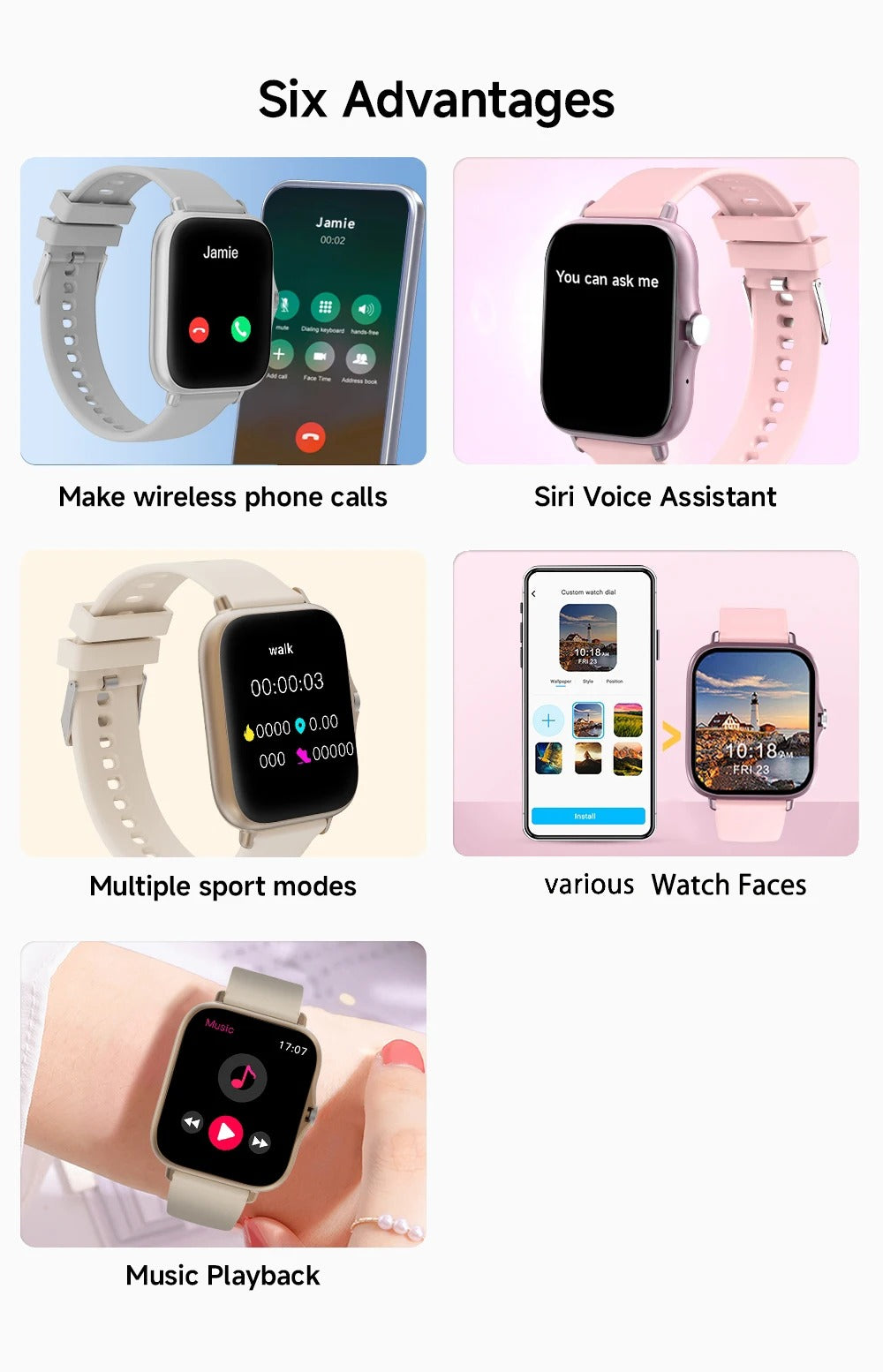 New Square Sport Smartwatch for Android/IOS Heart Rate/Sleep Monitor