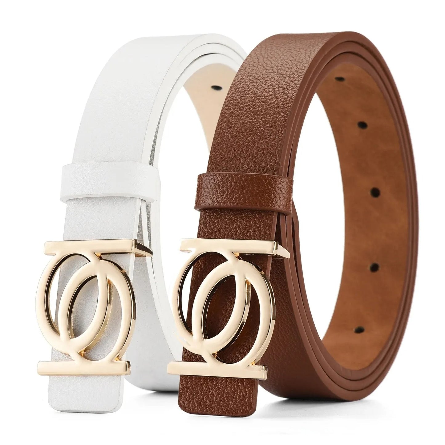 New Women's Belt Fashion Golden Buckle Belt