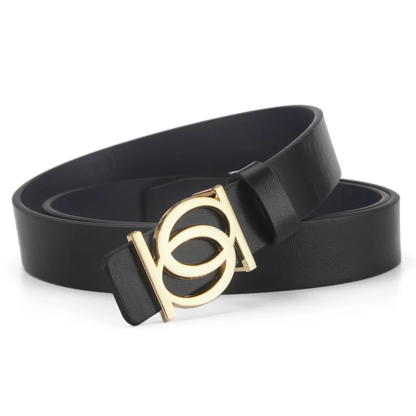 New Women's Belt Fashion Golden Buckle Belt