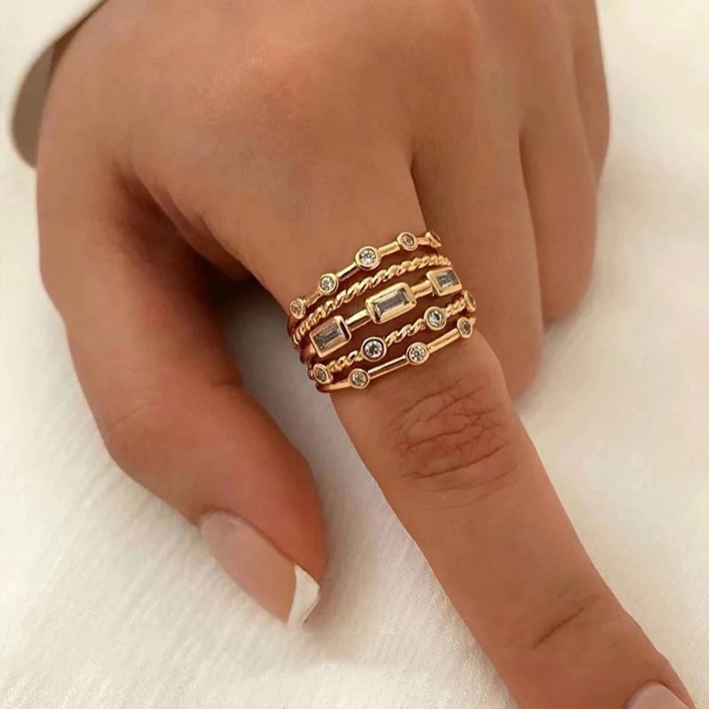 Nwe 18 K Gold Plated Sun Rings for Women