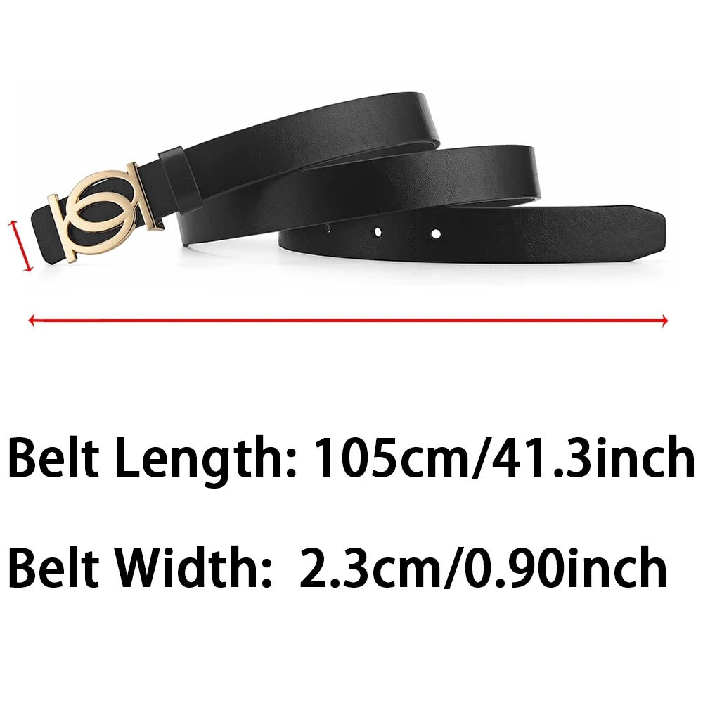 New Women's Belt Fashion Golden Buckle Belt